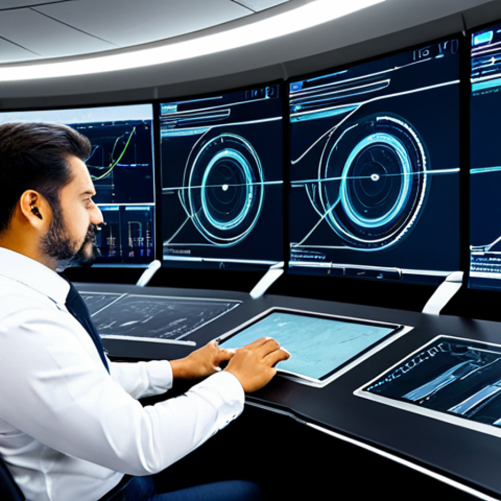 하이퍼루프와 인공지능 기술의 결합 - AI-Powered Hyperloop Control Room**
"A brightly lit, futuristic control room overseeing a hyperloop...