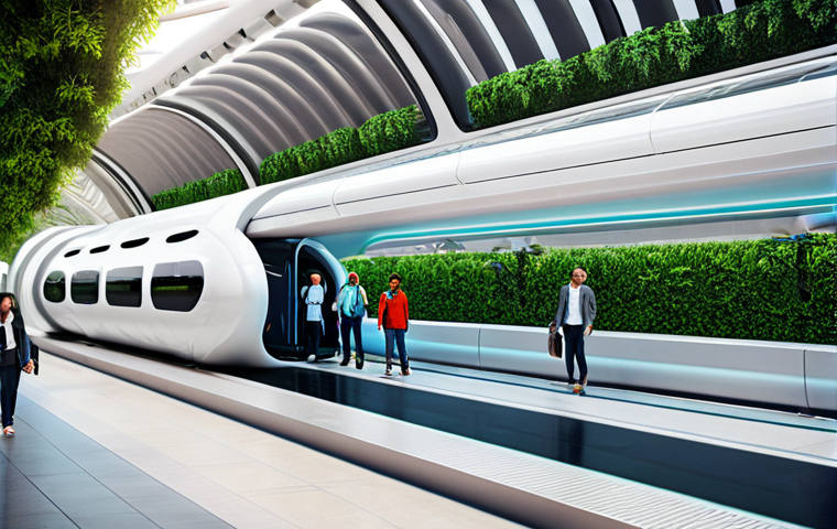 하이퍼루프와 인공지능 기술의 결합 - Hyperloop Pod Interior - Personalized Entertainment**

"The interior of a sleek, modern hyperloop po...