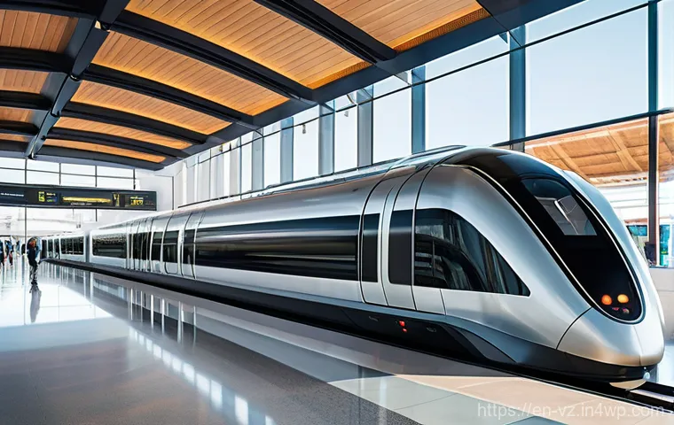 하이퍼루프 교통의 기술 발전을 위한 로드맵 - **Prompt 1: The Silent Glide**
    A sleek, futuristic Hyperloop pod, designed with minimalist lines...