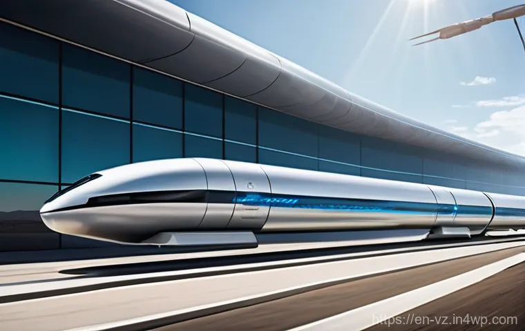 하이퍼루프와 대중교통 혁신의 경로 - **Prompt:** An expansive, visionary aerial view of a Hyperloop network seamlessly integrated into a ...