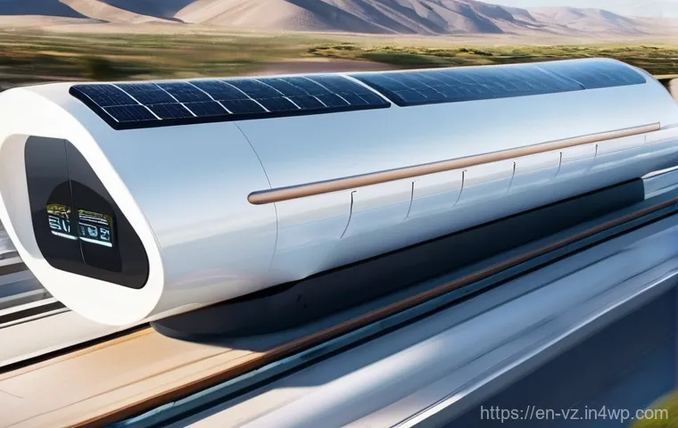 하이퍼루프 시스템의 경제적 수익성 분석 - **Prompt:** "An impressive aerial view showcasing a Hyperloop tube system gracefully connecting a bu...