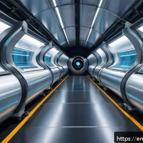 Home 17 하이퍼루프 교통의 장애물 및 해결 방안 - A futuristic Hyperloop pod gliding smoothly inside a sleek, ultra-modern vacuum tube, with transpare...
